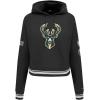 Pro Standard Womens NBA Retro Classics Brushed Back French Terry Cropped Pullover Hoodie(Black)
