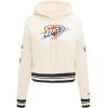 Pro Standard Womens NBA Retro Classics Brushed Back French Terry Cropped Pullover Hoodie(Eggshell/ Black)