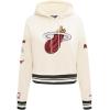Pro Standard Womens NBA Retro Classics Brushed Back French Terry Cropped Pullover Hoodie(Eggshell/ Black)