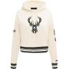 Pro Standard Womens NBA Retro Classics Brushed Back French Terry Cropped Pullover Hoodie(Eggshell/ Black)