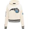Pro Standard Womens NBA Retro Classics Brushed Back French Terry Cropped Pullover Hoodie(Eggshell/ Black)