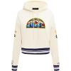 Pro Standard Womens NBA Retro Classics Brushed Back French Terry Cropped Pullover Hoodie(Eggshell/ Midnight Navy)