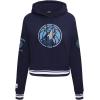 Pro Standard Womens NBA Retro Classics Brushed Back French Terry Cropped Pullover Hoodie(Midnight Navy)