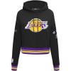 Pro Standard Womens NBA Retro Classics Brushed Back French Terry Cropped Pullover Hoodie(Black/Purple/Yellow)