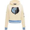 Pro Standard Womens NBA Retro Classics Brushed Back French Terry Cropped Pullover Hoodie(Eggshell/ University Blue)