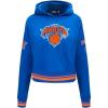 Pro Standard Womens NBA Retro Classics Brushed Back French Terry Cropped Pullover Hoodie(Royal/Orange/Royal)