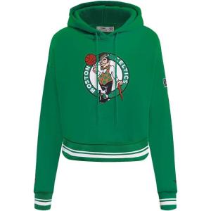 Pro Standard Womens NBA Retro Classics Brushed Back French Terry Cropped Pullover Hoodie(Kelly Green)