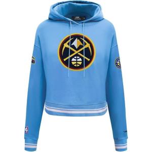 Pro Standard Womens NBA Retro Classics Brushed Back French Terry Cropped Pullover Hoodie(University Blue)