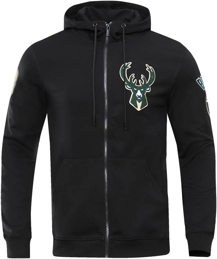 imagePro Standard NBA mens Mens Nba Classic Chenille Cotton Double Knit Full Zip HoodieBlack
