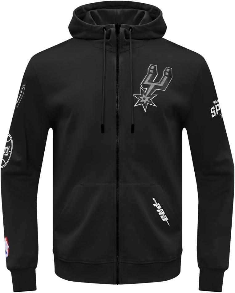 imagePro Standard NBA mens Mens Nba Classic Chenille Cotton Double Knit Full Zip HoodieBlack