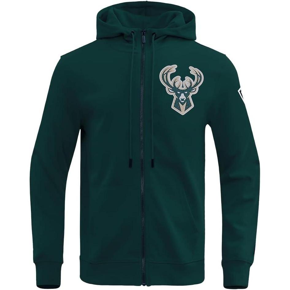 imagePro Standard NBA mens Mens Nba Classic Chenille Cotton Double Knit Full Zip HoodieForest Green