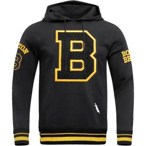 Pro Standard Mens NHL Retro Classics Brushed Back French Terry Pull Over Hoodie(Black/Yellow)