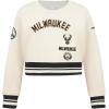 Pro Standard Big Girls NBA Retro Classics Fleece Crewneck Sweatshirt(Eggshell/ Black)