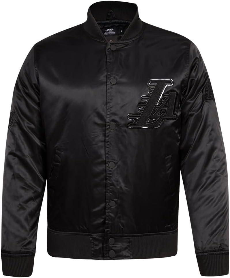 imagePro Standard Mens NBA Classic Triple Black Satin JacketTriple Black