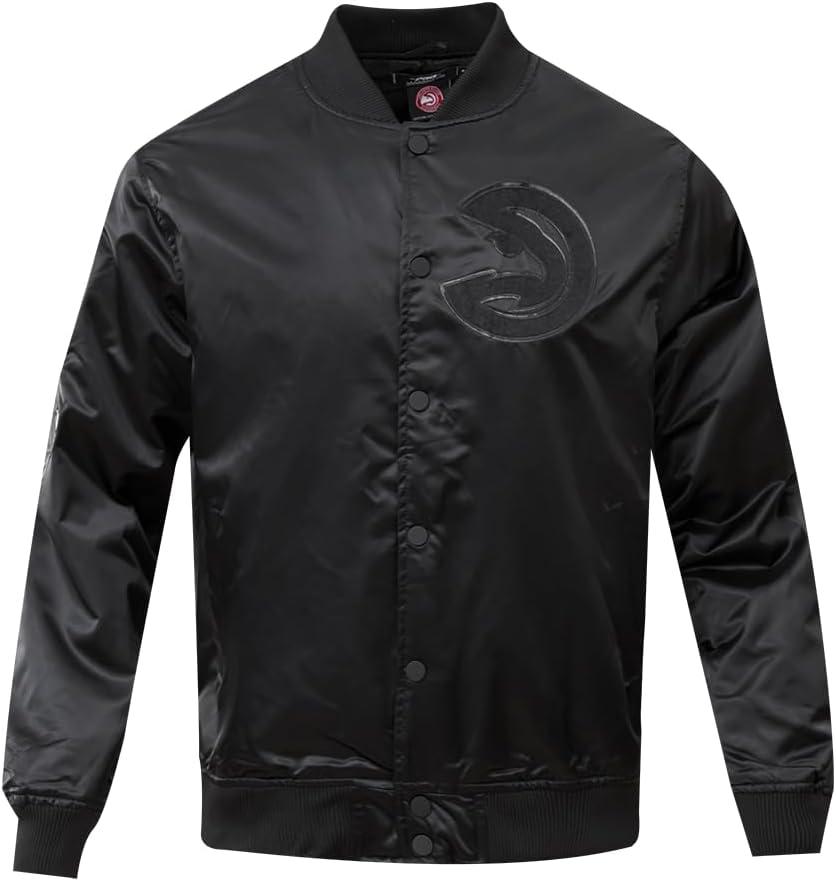 imagePro Standard Mens NBA Classic Triple Black Satin JacketTriple Black