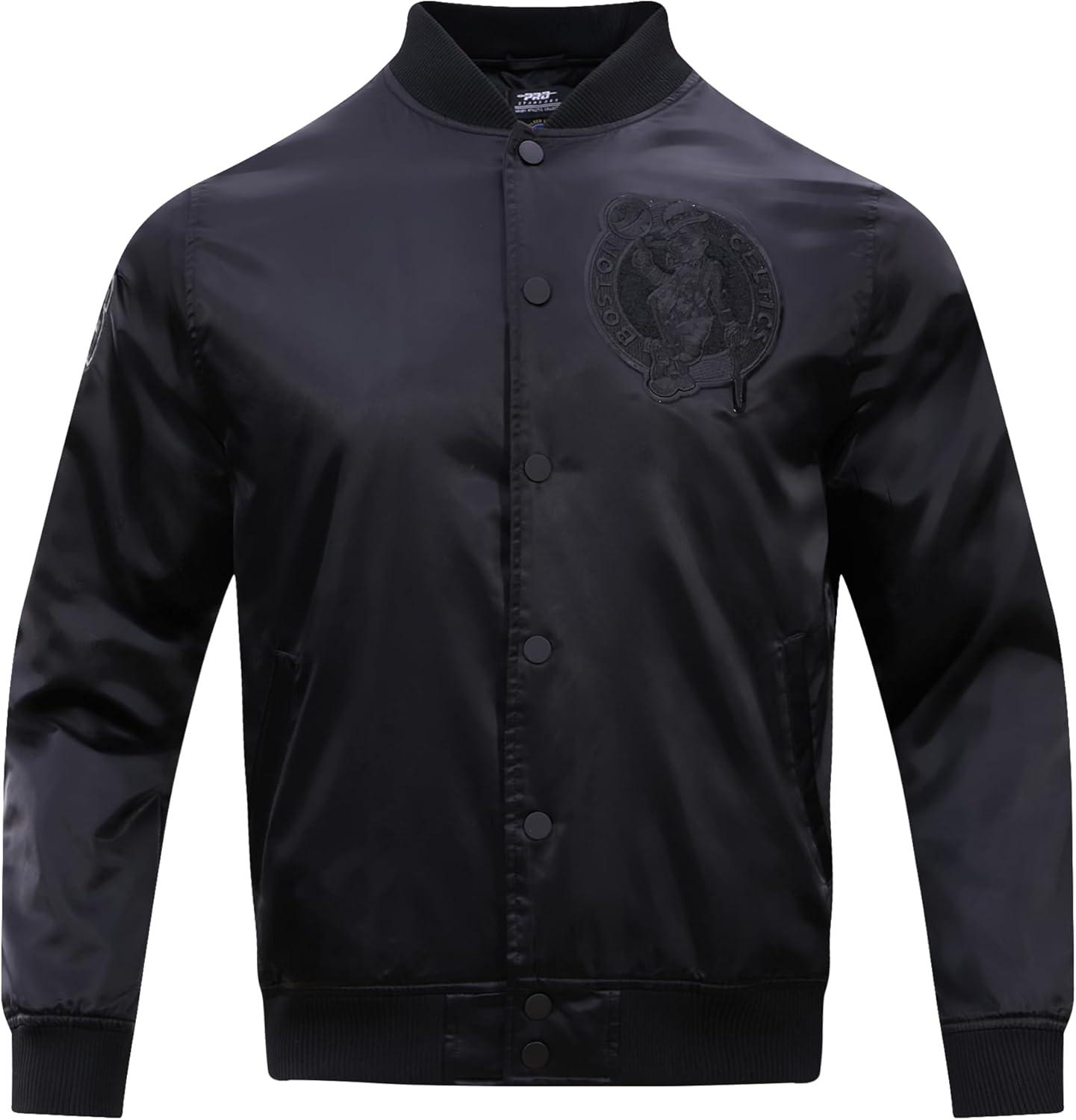 imagePro Standard Mens NBA Classic Triple Black Satin JacketTriple Black