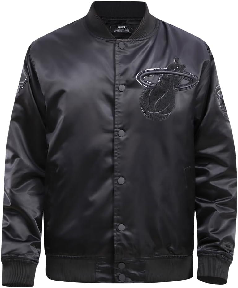 imagePro Standard Mens NBA Classic Triple Black Satin JacketTriple Black