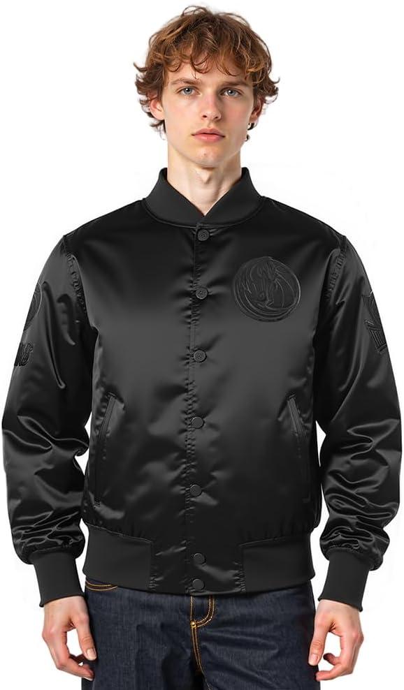 imagePro Standard Mens NBA Classic Triple Black Satin JacketTriple Black