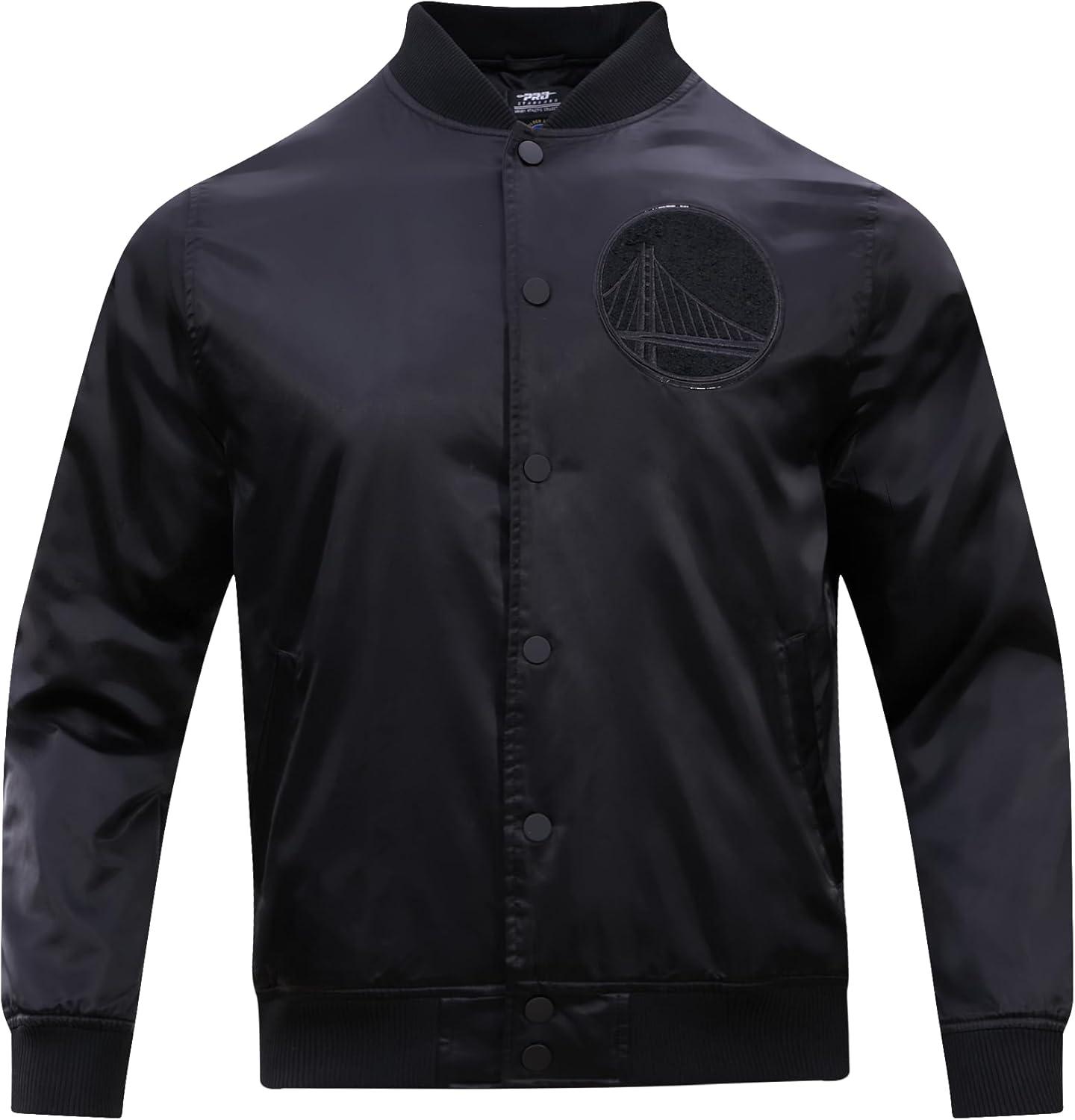 imagePro Standard Mens NBA Classic Triple Black Satin JacketTriple Black