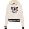 Pro Standard Womens NFL Retro Classics Brushed Back French Terry Cropped Pullover Hoodie(Eggshell/ Black)