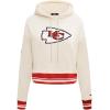 Pro Standard Womens NFL Retro Classics Brushed Back French Terry Cropped Pullover Hoodie(Eggshell/ Red)