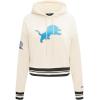 Pro Standard Womens NFL Retro Classics Brushed Back French Terry Cropped Pullover Hoodie(Eggshell/ Black)