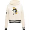 Pro Standard Womens NFL Retro Classics Brushed Back French Terry Cropped Pullover Hoodie(Eggshell/ Black)