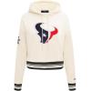 Pro Standard Womens NFL Retro Classics Brushed Back French Terry Cropped Pullover Hoodie(Eggshell/ Black)