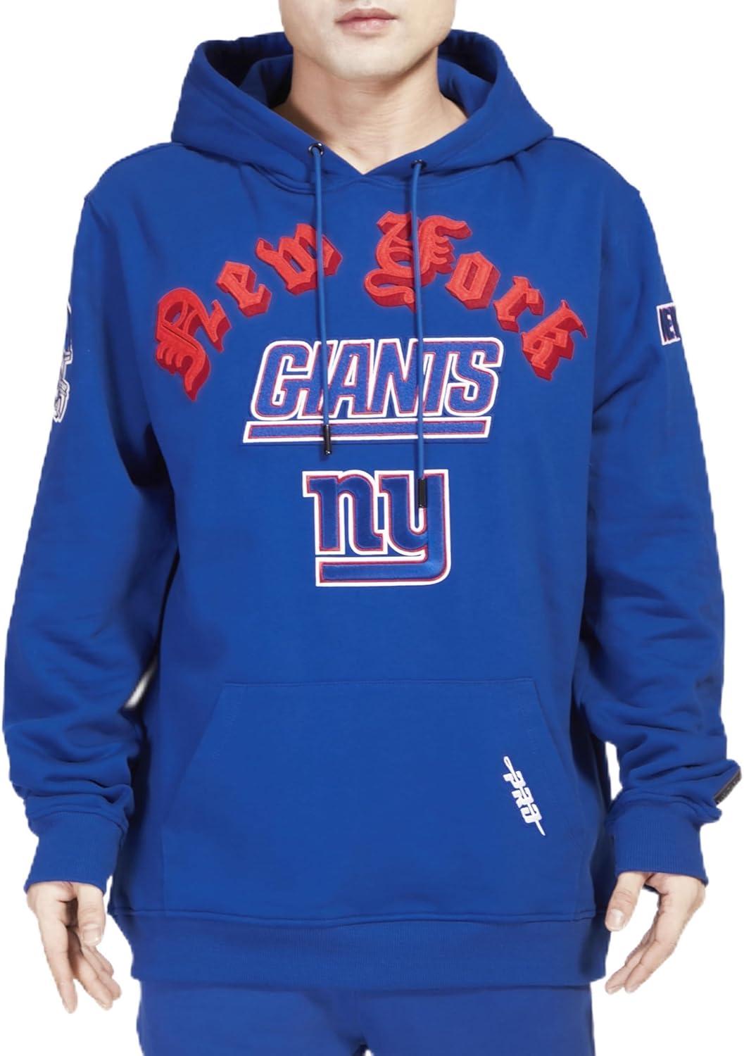 imagePro Standard Mens NFL Old English Brushed Back French Terry Pull Over HoodieBlue