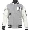 Pro Standard Mens NBA Old English Varsity Jacket(Heather Grey/White/Black)