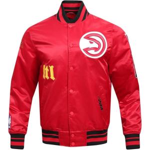 Pro Standard Mens NBA Old English Satin Jacket(Red/Black)