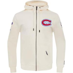 Pro Standard Mens NHL Classic Chenille Full Zip Hoodie(Eggshell)