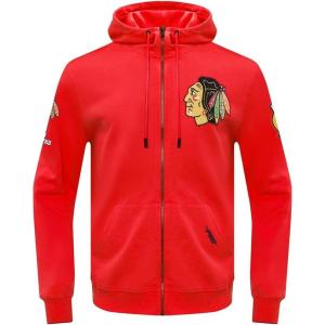 Pro Standard Mens NHL Classic Chenille Full Zip Hoodie(Red)