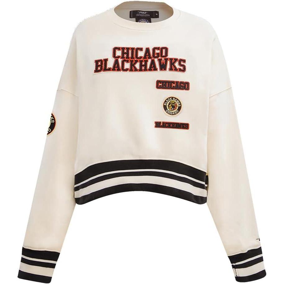 imagePro Standard NHL womens Womens Nhl Retro Classics Brushed Back French Terry Crewneck SweatshirtEggshell Black