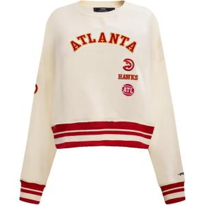 Pro Standard NBA womens Womens Nba Retro Classics Brushed Back French Terry Crewneck Sweatshirt(Eggshell/ Red)