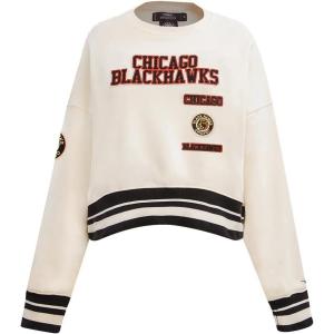 Pro Standard NHL womens Womens Nhl Retro Classics Brushed Back French Terry Crewneck Sweatshirt(Eggshell/ Black)