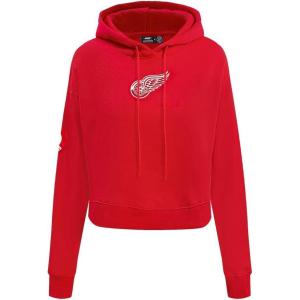 Pro Standard Womens NHL Classic Chenille Cropped Pullover Hoodie(Red)