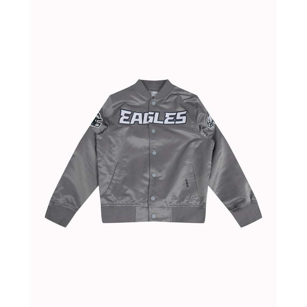 imagePro Standard Big Boys NFL Classic Chenille Satin JacketGray