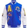 Pro Standard Mens NFL Mash Up Varsity Jacket(Blue)