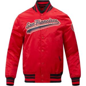 Pro Standard Mens NFL Script Tail Satin Jacket(Red)
