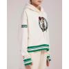 Pro Standard Womens NBA Retro Classics Brushed Back French Terry Cropped Pullover Hoodie(Eggshell/ Kelly Green)