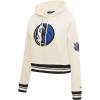 Pro Standard Womens NBA Retro Classics Brushed Back French Terry Cropped Pullover Hoodie(Eggshell/ Midnight Navy)