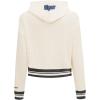 Pro Standard Womens NBA Retro Classics Brushed Back French Terry Cropped Pullover Hoodie(Eggshell/ Midnight Navy)