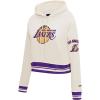 Pro Standard Womens NBA Retro Classics Brushed Back French Terry Cropped Pullover Hoodie(Eggshell/ Purple)