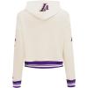 Pro Standard Womens NBA Retro Classics Brushed Back French Terry Cropped Pullover Hoodie(Eggshell/ Purple)