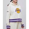 Pro Standard Womens NBA Retro Classics Brushed Back French Terry Cropped Pullover Hoodie(Eggshell/ Purple)