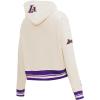 Pro Standard Womens NBA Retro Classics Brushed Back French Terry Cropped Pullover Hoodie(Eggshell/ Purple)