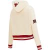 Pro Standard Womens NBA Retro Classics Brushed Back French Terry Cropped Pullover Hoodie(Eggshell/ Red)