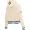 Pro Standard Womens NBA Retro Classics Brushed Back French Terry Cropped Pullover Hoodie(Eggshell/ University Blue)