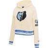 Pro Standard Womens NBA Retro Classics Brushed Back French Terry Cropped Pullover Hoodie(Eggshell/ University Blue)